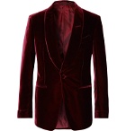 TOM FORD - Burgundy Shelton Slim-Fit Shawl-Collar Velvet Tuxedo Jacket - Burgundy