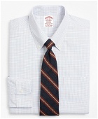 Brooks Brothers Men's Stretch Madison Relaxed-Fit Dress Shirt, Non-Iron Grid Check | Garnet