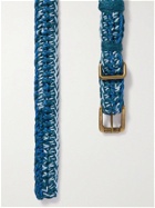 NICHOLAS DALEY - 3.5cm Crocheted Jute and Cotton-Blend Belt - Blue