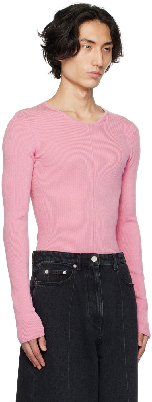 Peter Do Pink Ribbed Sweater