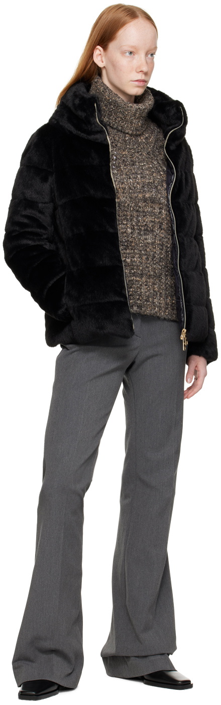 Herno Black Lady Faux-Fur Down Jacket