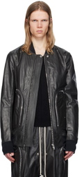 Rick Owens Black Hollywood Bauhaus Leather Flight Jacket
