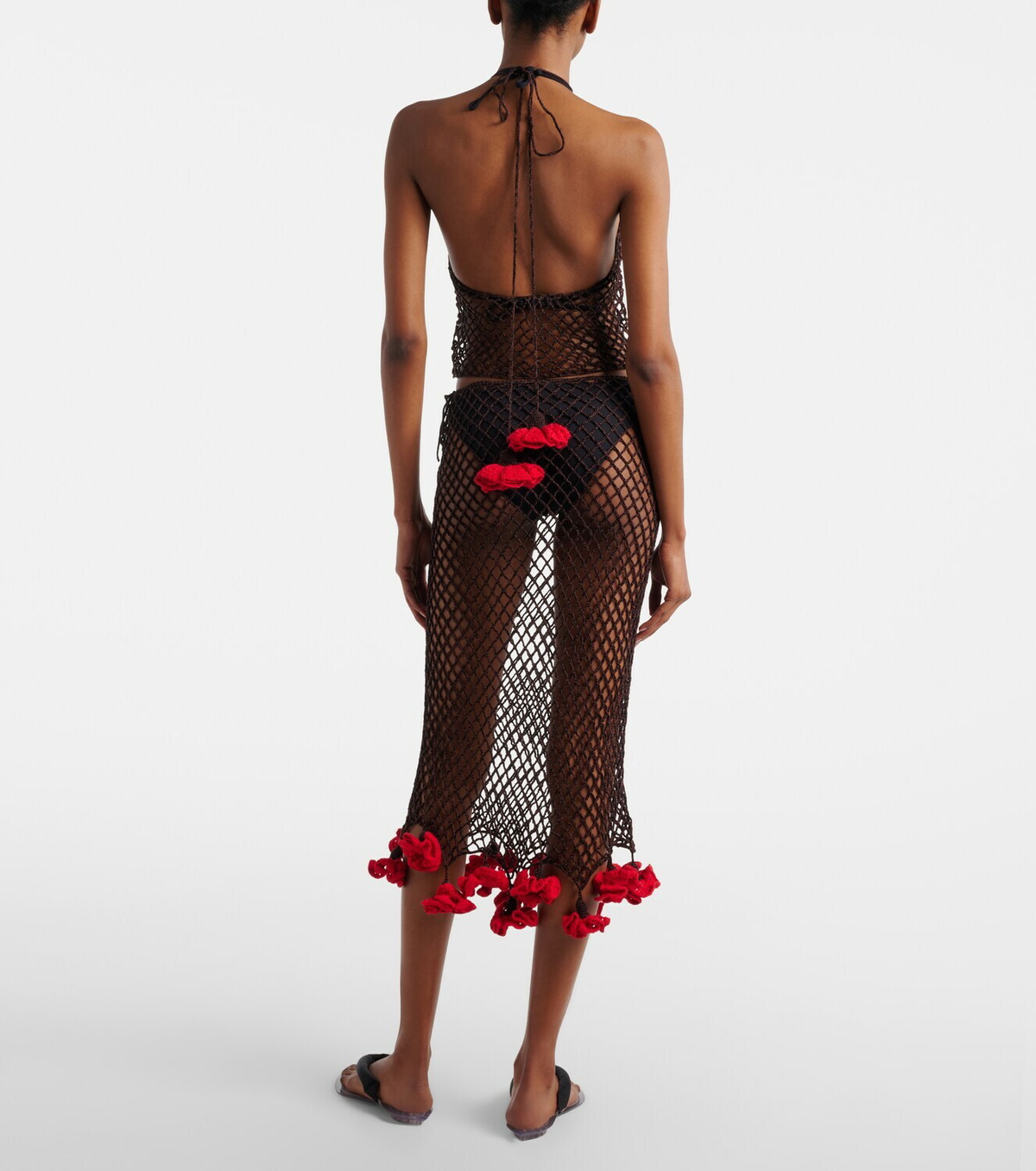 Alaïa Open-knit cotton midi skirt