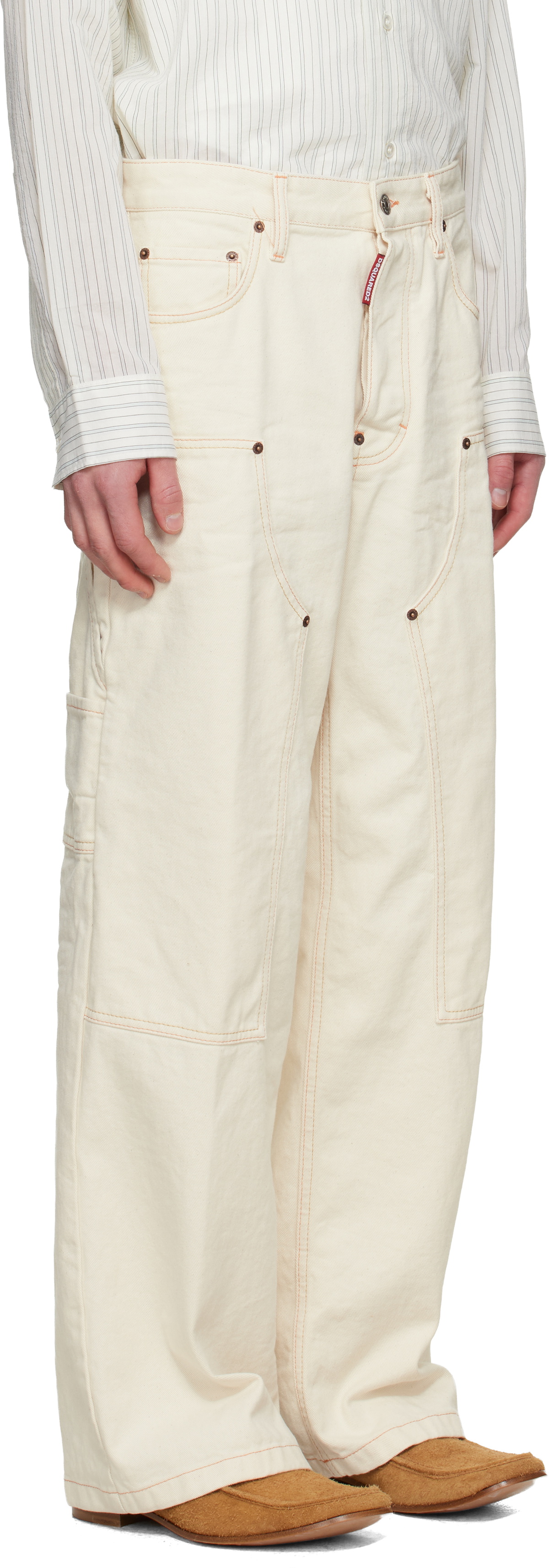 Dsquared2 Off-White Baggy Carpenter Trousers