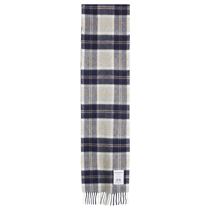 Photo: Norse Projects Men's Moon Checked Lambswool Scarf in Navy 