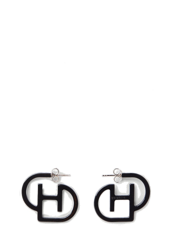 Photo: Logo Hoop Earrings in Black