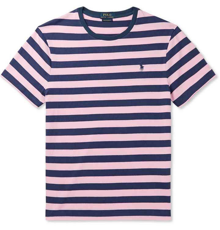 Photo: Polo Ralph Lauren - Slim-Fit Striped Cotton-Jersey T-Shirt - Pink