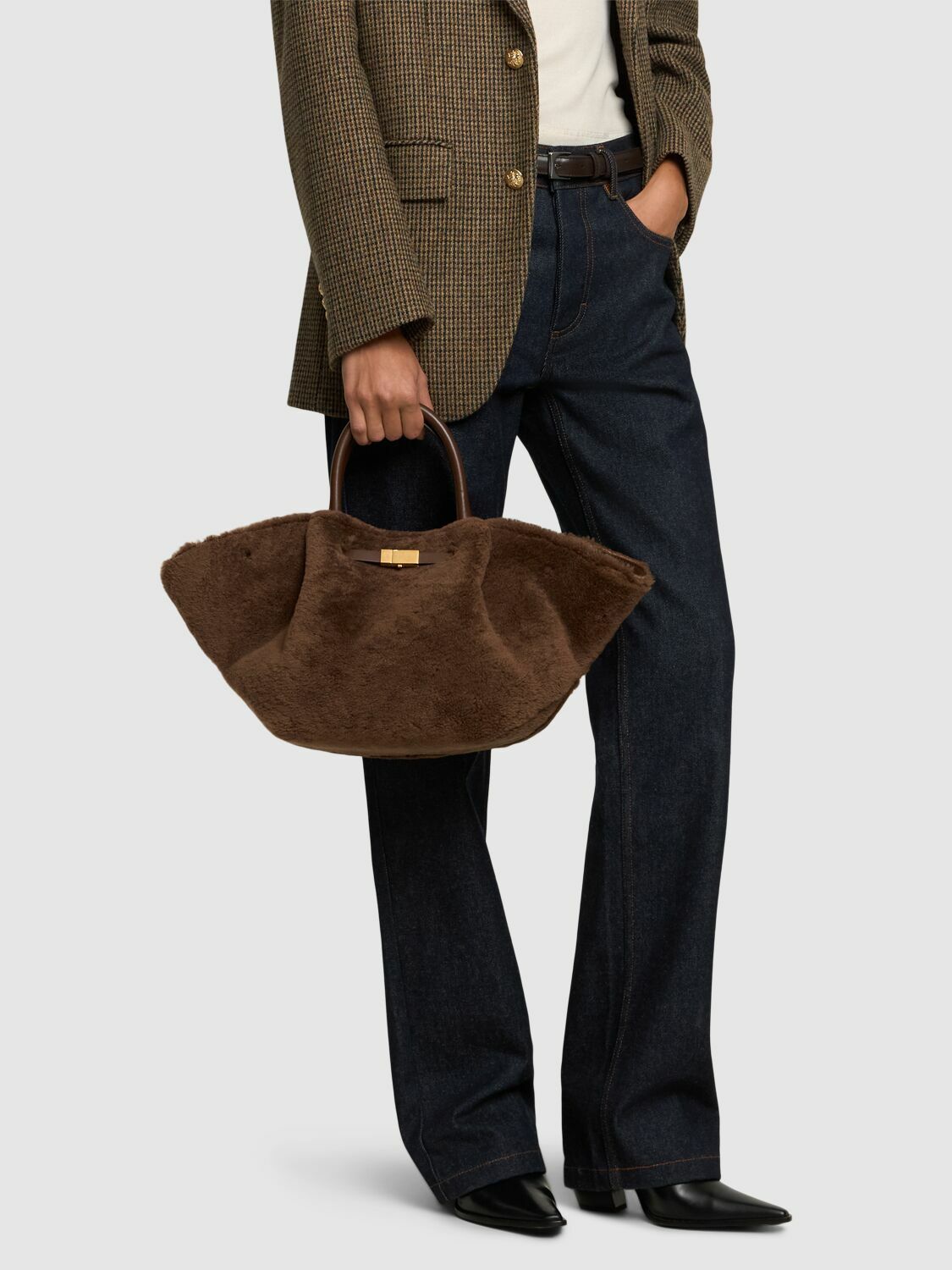DEMELLIER Midi New York Shearling Tote Bag