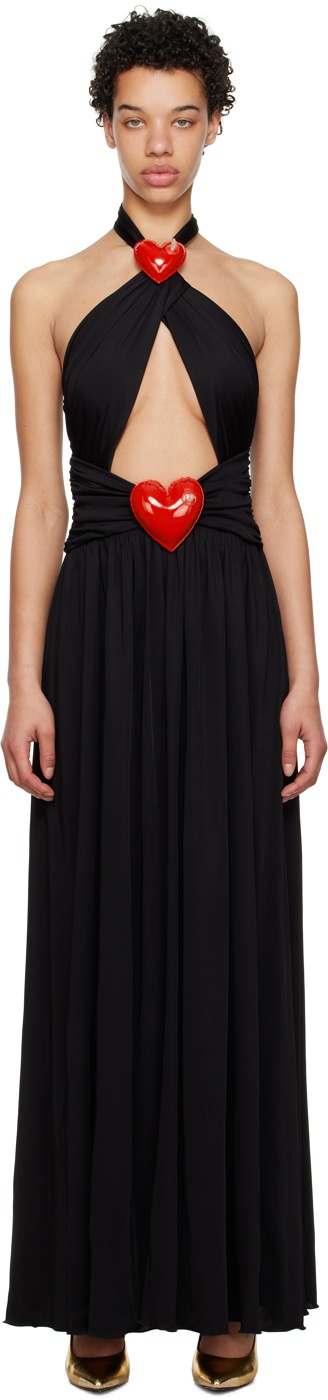 Moschino Black Inflatable Heart Maxi Dress Moschino