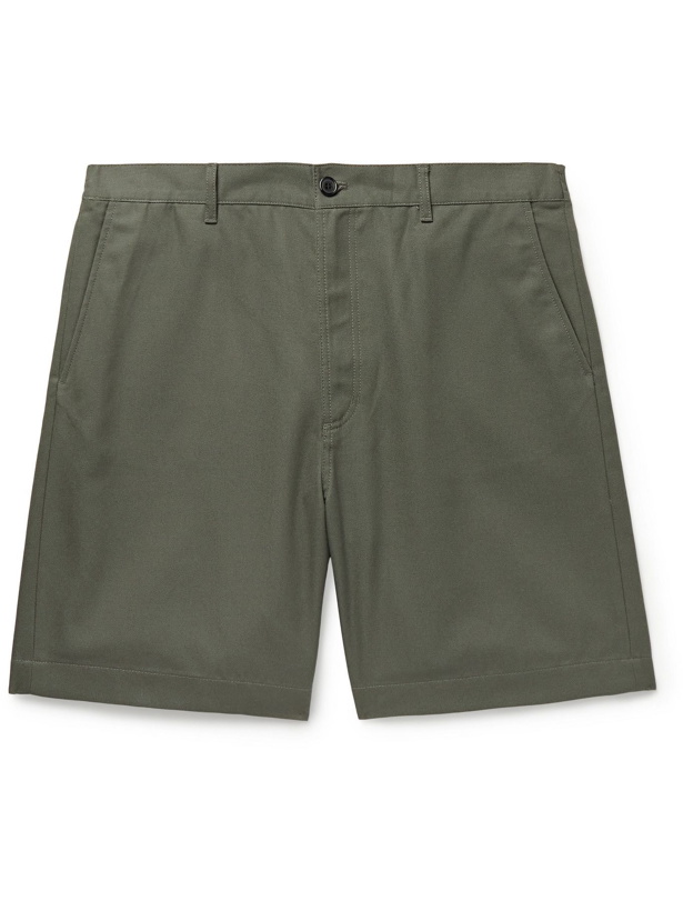 Photo: ACNE STUDIOS - Wide-Leg Cotton-Blend Twill Shorts - Green
