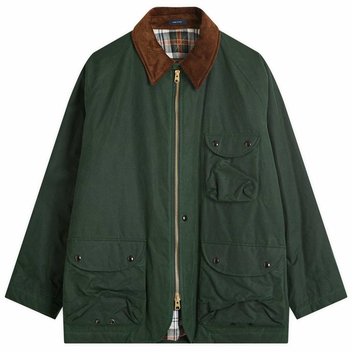 Drake's Men's Waxed Coverall Jacket in Emerald Green Drake's