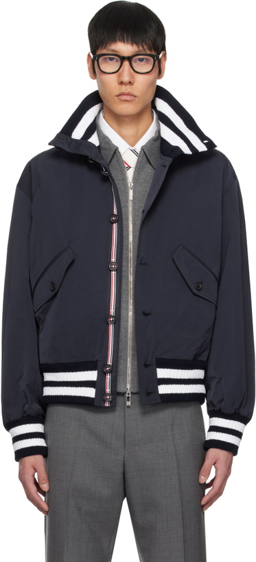 Photo: Thom Browne Navy Tech Flight Bomber Jacket