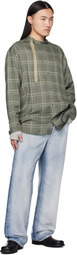 Diesel Gray Check-Satin Biker Details Shirt