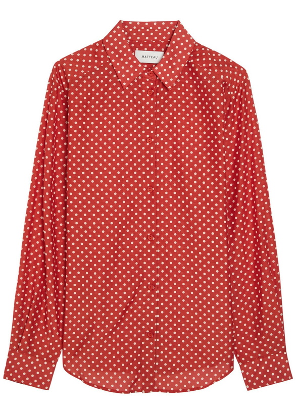 Photo: Matteau Polka dot Cotton and Silk-blend Shirt Red