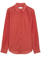 Matteau Polka dot Cotton and Silk-blend Shirt Red