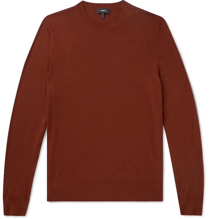 Photo: Theory - Slim-Fit Wool Sweater - Brown