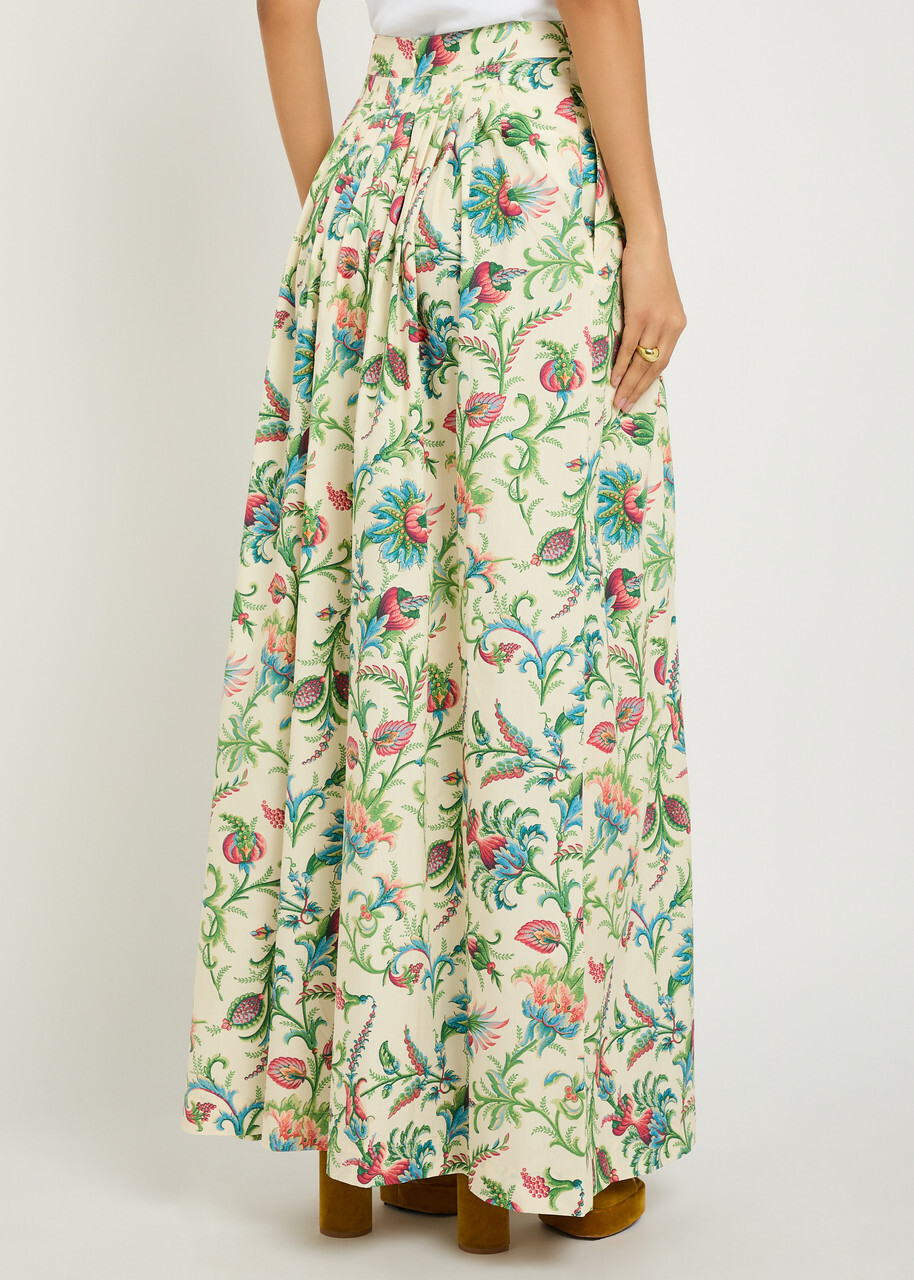 Etro Floral-print Cotton-poplin Maxi Skirt Multicoloured 1