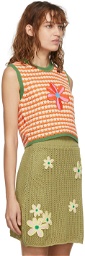SJYP Orange & Green Crochet Motif Vest