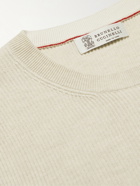 Brunello Cucinelli - Slim-Fit Ribbed Cotton Sweater - Neutrals
