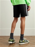 adidas Originals - Straight-Leg Logo-Embroidered Striped Cotton-Jersey Drawstring Shorts - Black
