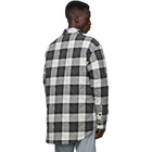 Marcelo Burlon County of Milan White and Black Check Logo Puffer Jacket