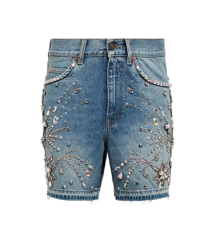 Photo: Gucci - Embellished denim shorts