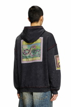Diesel Treated hoodie with snake patches - Sweaters - Unisex - Black