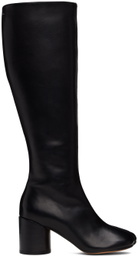 MM6 Maison Margiela Black Stitch-Out Leather Tall Boots