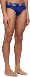 Versace Underwear Blue Greca Border Swim Briefs