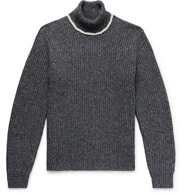 Photo: Alex Mill - Contrast-Tipped Ribbed Merino Wool-Blend Rollneck Sweater - Charcoal