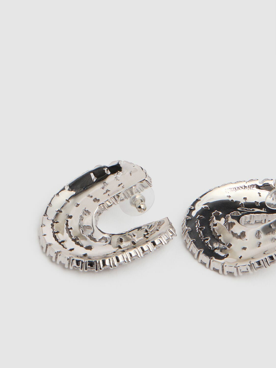 SELF-PORTRAIT Crystal Curved Hoop Earrings Self-Portrait