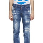 Dsquared2 Blue Classic Kenney Bleached Holes Jeans