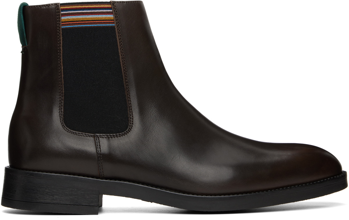 Paul Smith Brown Leather Lansing Signature Stripe Chelsea Boots