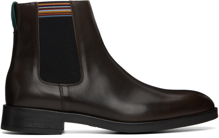 Photo: Paul Smith Brown Leather Lansing Signature Stripe Chelsea Boots