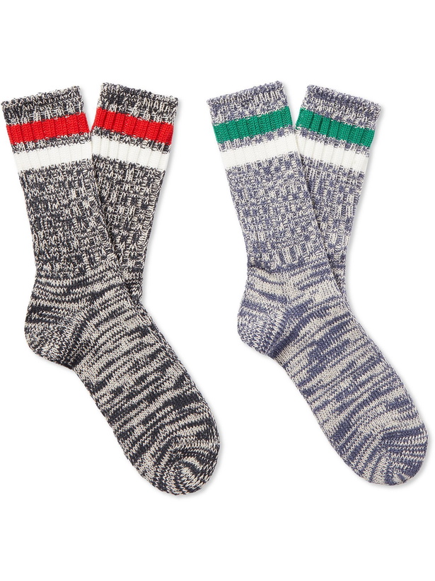 Photo: Anonymous Ism - Two-Pack Mélange Cotton-Blend Socks - Multi