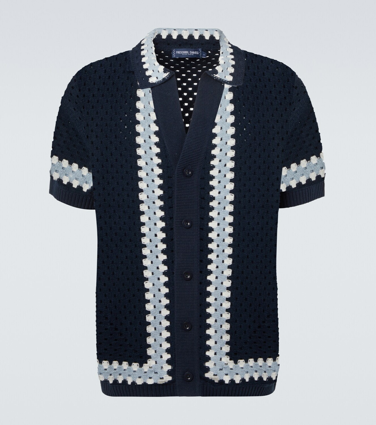 Frescobol Carioca Pinto crochet cotton bowling shirt