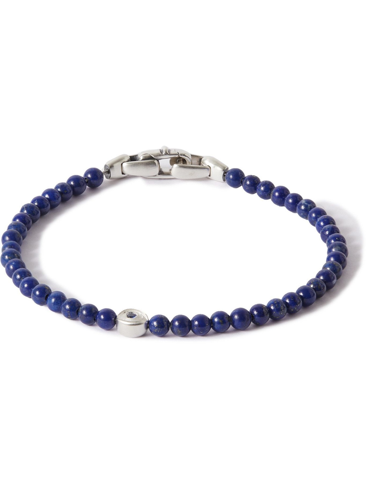 David Yurman Sterling Silver Lapis Lazuli Beaded Bracelet Blue