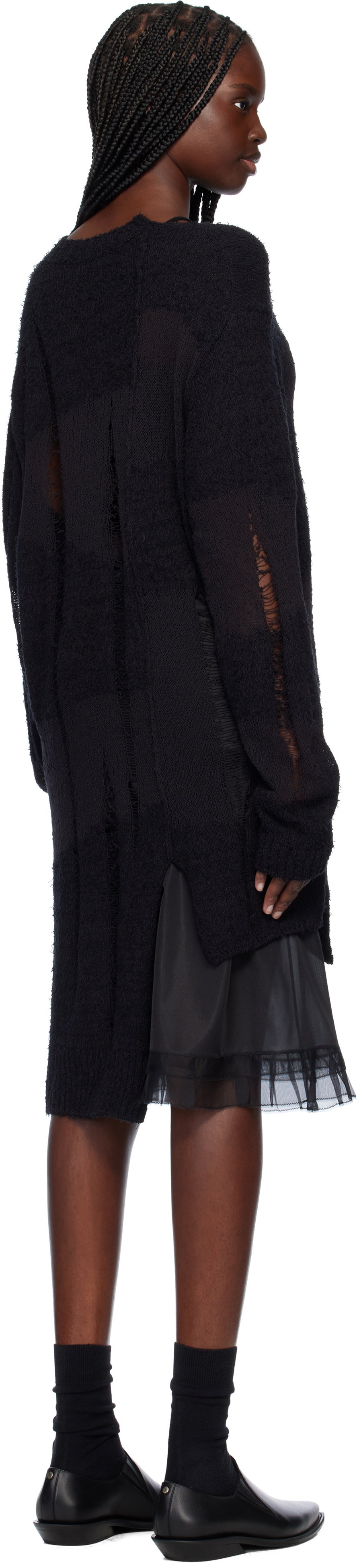 YOHJI YAMAMOTO Black 5G Randome Damage Processed Cardigan