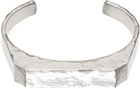 MM6 Maison Margiela Silver Metal Chiseled Cuff Bracelet