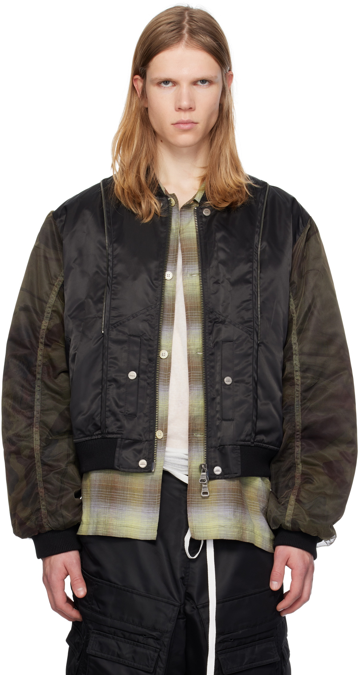 【ANDERSSON BELL】 UNISEX DOUBLE LAYER MESH BOMBER Andersson Bell Unisex Double Layer Mesh Bomber in Black | FWRD