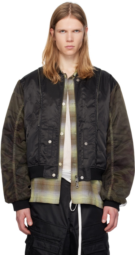 Photo: Andersson Bell Black Mesh Sleeve Bomber Jacket