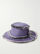 Acne Studios - Striped Shearling Bucket Hat - Purple