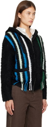 Andersson Bell Black Reverse Stripe Knit Hoodie