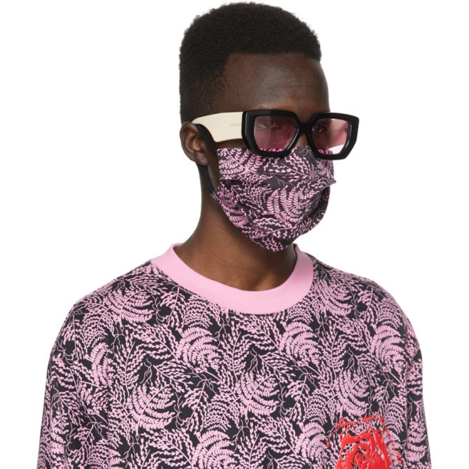 SSENSE WORKS SSENSE Exclusive Jeremy O. Harris Black and Pink Print Face Mask
