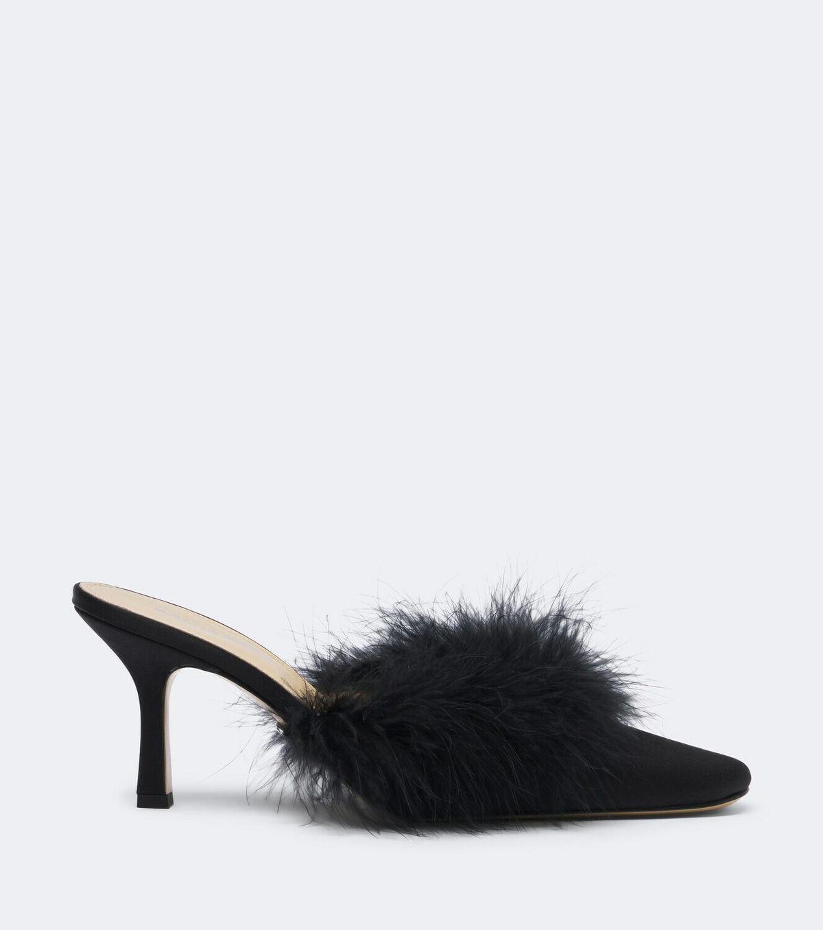 Mach & Mach Carolyn feather-trimmed satin mules