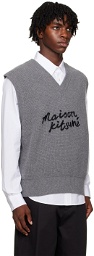 Maison Kitsuné Gray Handwriting Vest