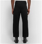 BILLY - Cropped Herringbone-Trimmed Cotton-Canvas Trousers - Black