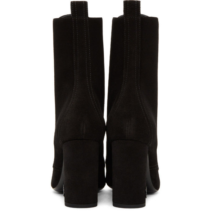 Saint Laurent Black Suede LouLou Lace-Up Boots Saint Laurent