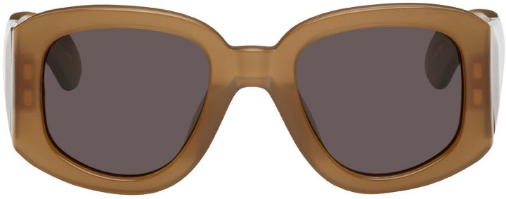 Photo: Dries Van Noten Taupe Linda Farrow Edition Rectangular Sunglasses