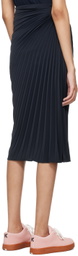 Kenzo Navy Sun-Ray Pleats Midi Skirt